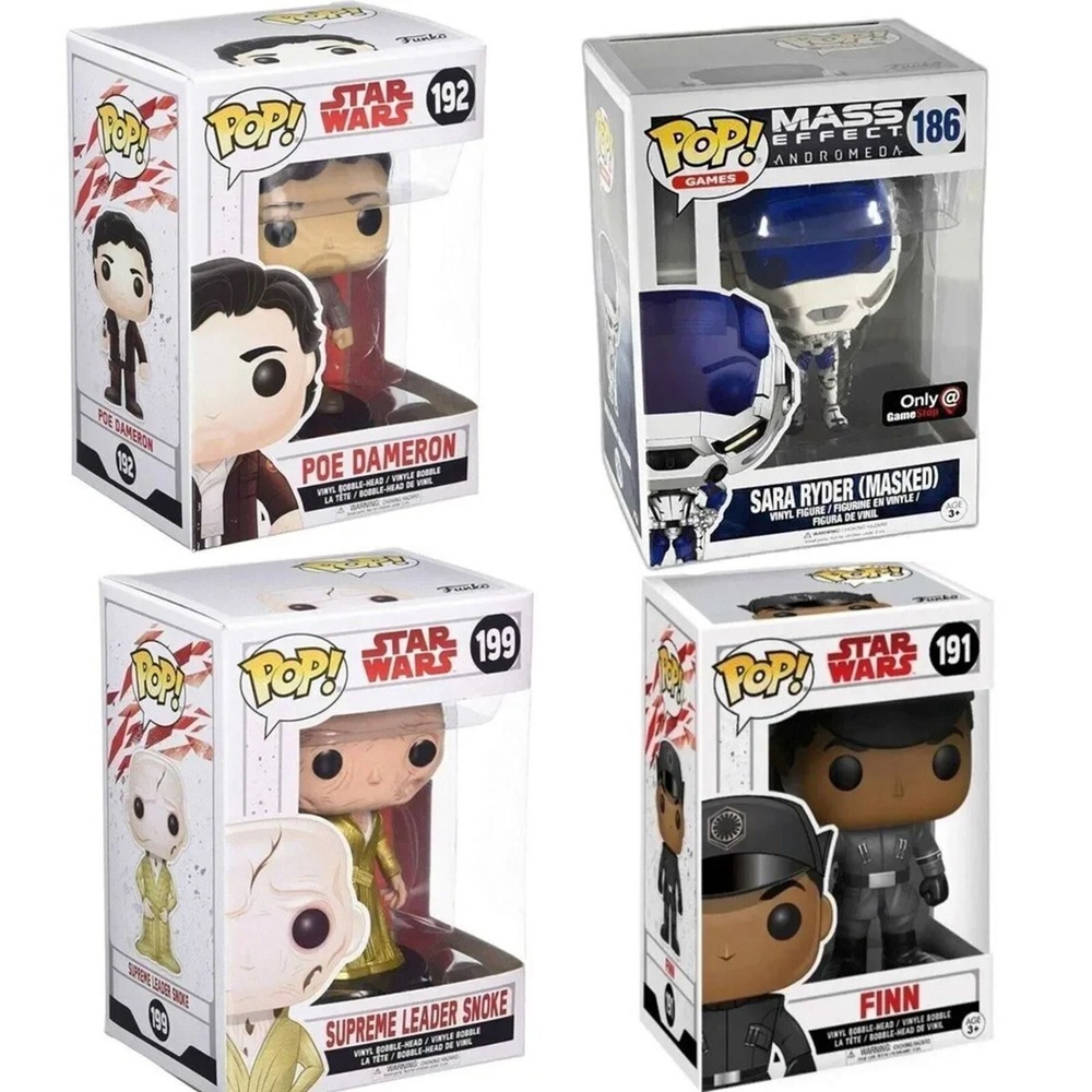 Funko Pop Star Wars Last Jedi Mass Effect Lot 5 Poe Finn Snoke Sara Ryder MIB